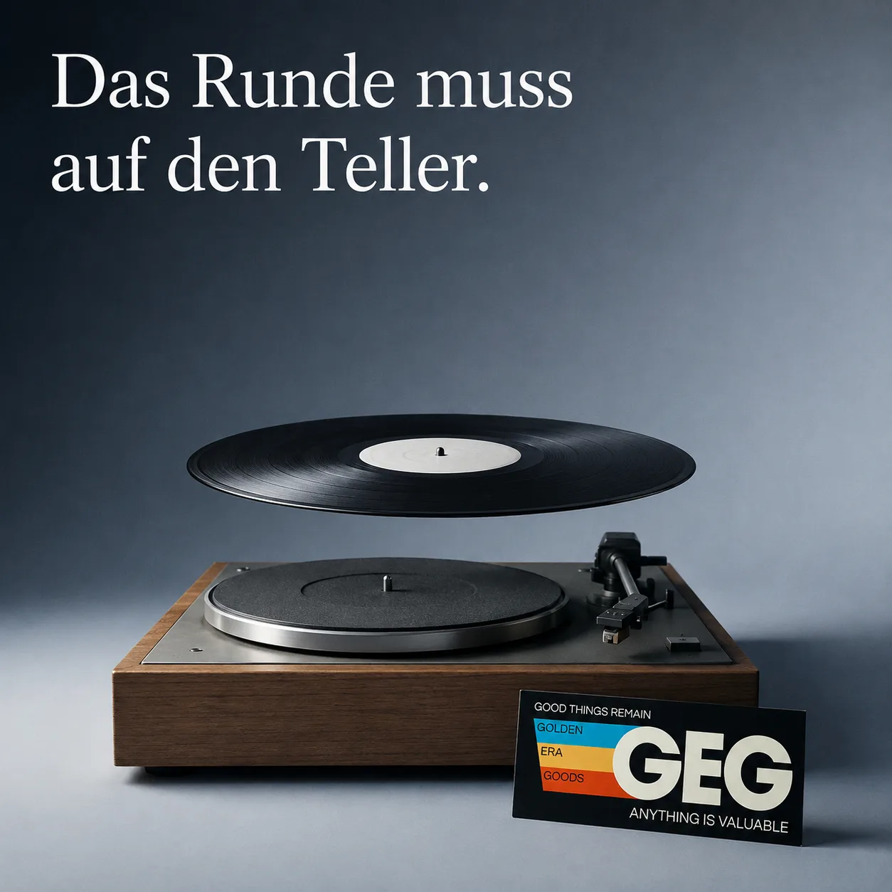 Plattenspieler mit Golden-Era-Goods-Motiv