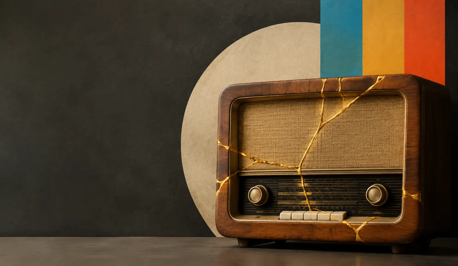 Restauriertes altes Radio mit sichtbarer Geschichte