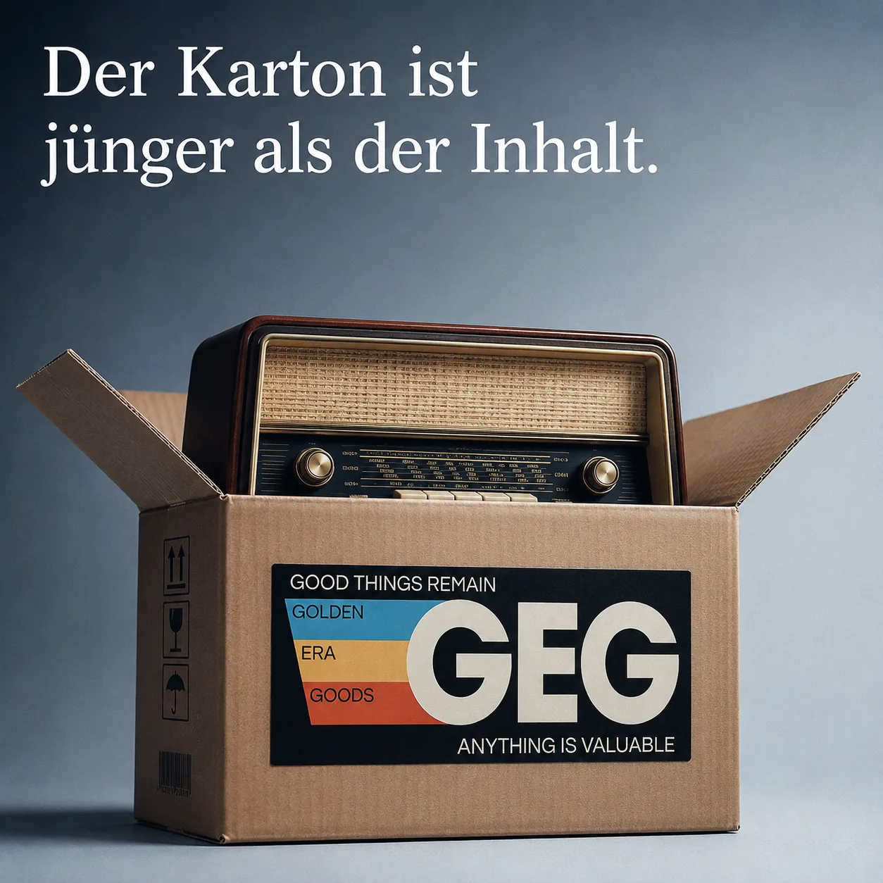 Vintage Radio in einem Karton