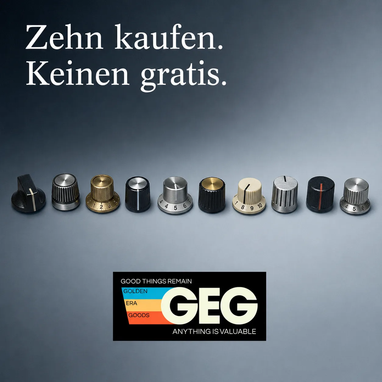 Zehn historische Drehknöpfe