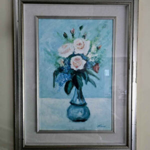 Pietro Ferrari – Vaso con fiori, Öl/Jute