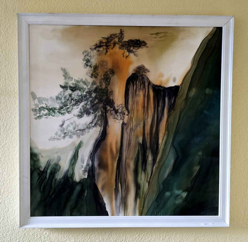 Seidenmalerei – Abstrakte Landschaft