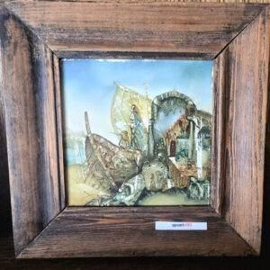 Surrealistische Miniatur auf Keramikfliese