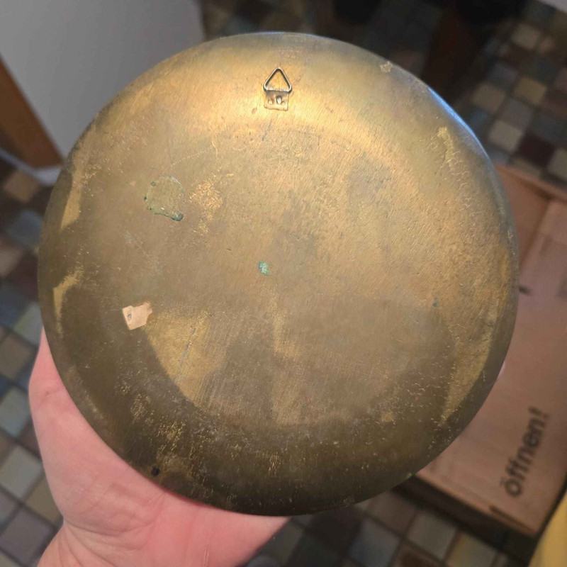 Vintage Wandteller aus Messing & Emaille – Bild 2