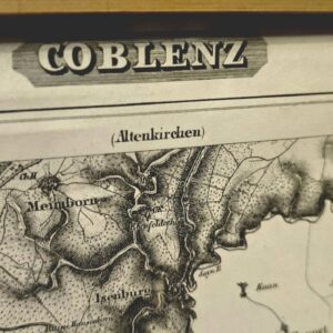 Coblenz Landkarte, gerahmter Kupferstich